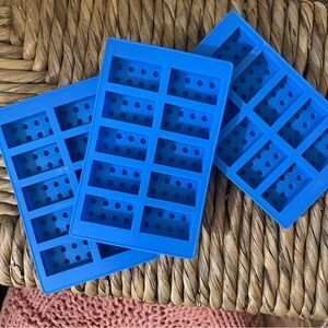 Lego Bricks and Figures Ice or candy Molds 3 pack blue silicone moldable
